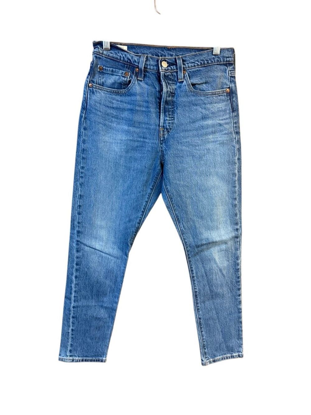 Levi's Premium 501 Skinny Jeans Womens 27x27 Big E Medium Indigo Wash Button Fl